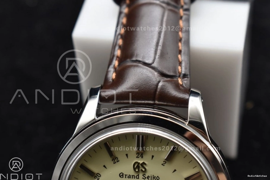 GSF Reliable 1:1 on Dial Edition Grand 886 Elegance Strap NH SS Best Brown Leather Cream GMT Seiko 0125